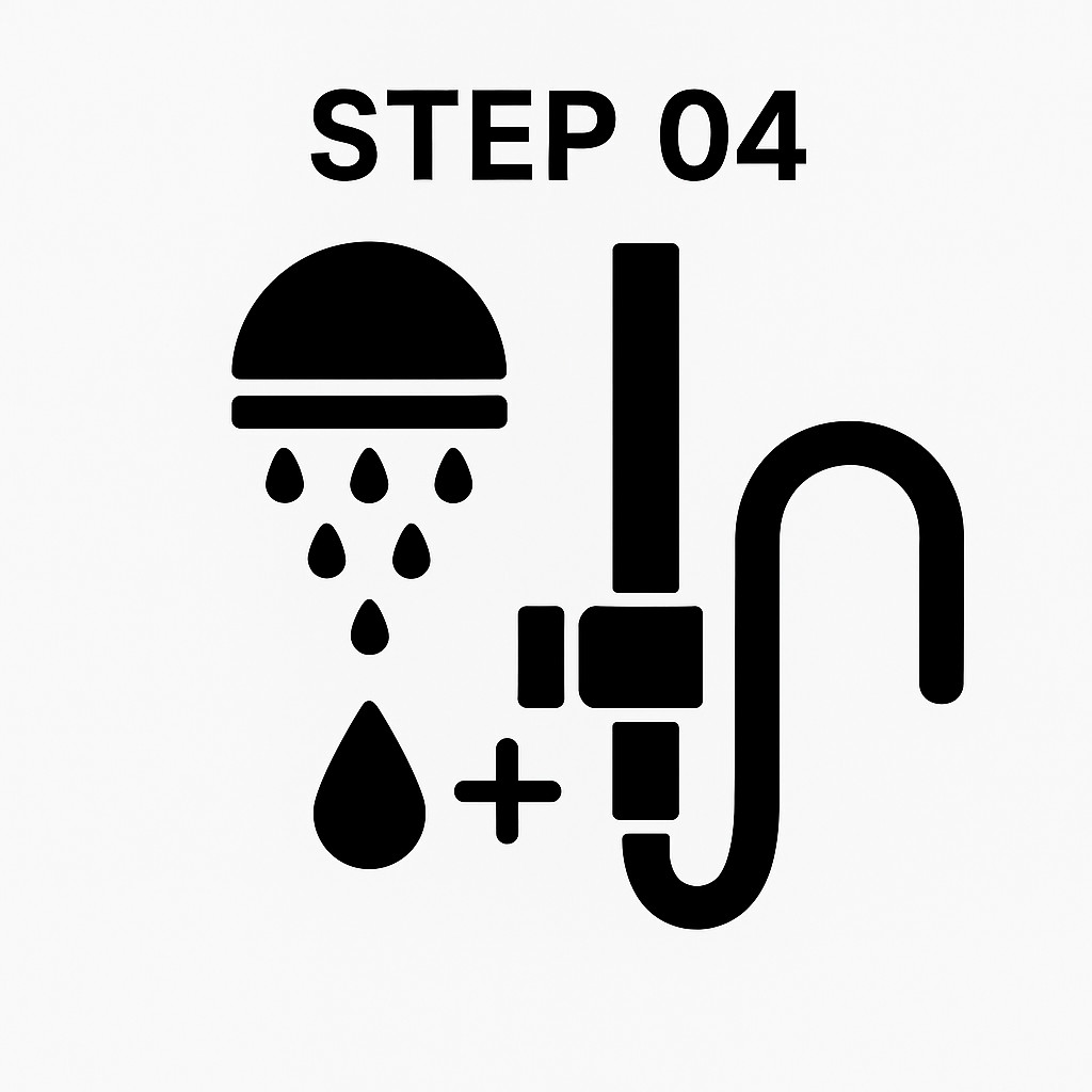 샤워 헤드/호스 재연결 및 누수 점검